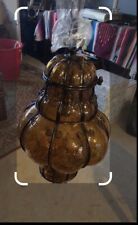2- Hobby Lobby Amber Blow Glass Lanterns  picture