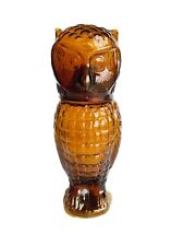 Vintage MCM Unique Amber Glass Figural Owl Decanter picture