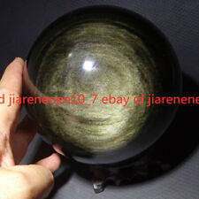 100% Natural Gold Obsidian Crystal Sphere Healing Ball + Stand 40/50/60mm picture
