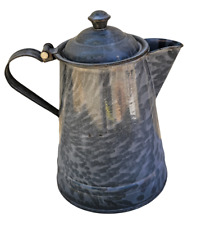 French Country Farmhouse Graniteware Gray Enamelware Enamel Metal Coffee Pot M21 picture