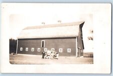c1910's Postcard RPPC Photo Barn Scene Field Wagon Children Posted Antique picture