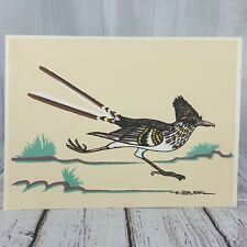 Archie Blackowl Serigraph Silkscreen Roadrunner Bird Cheyenne Native Art 6 x 8