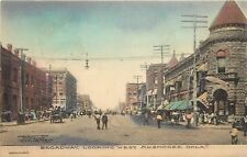 c1907 Hand-Colored Postcard; Broadway Street Scene Muskogee OK Unposted picture