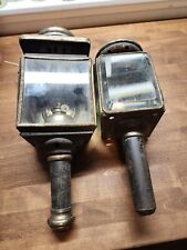 2 Antique  of 1800s Coach Or Buggy Lanterns One Marked MB Co Ny 1883 picture