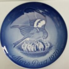 Bing Grondahl Mothers Day Plate Birds Nest  1970 Mors Dag Blue White  picture