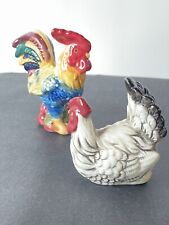 Blue Sky Rooster & Hen Salt & Pepper Shakers Signed Heather Goldmine Chickens picture