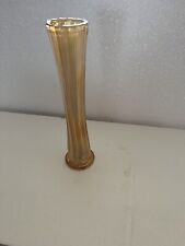 Vintage Marigold Ribbed Carnival Glass Trumpet Vase picture