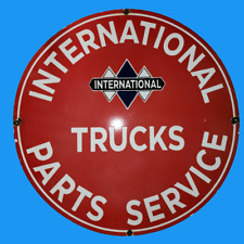 Porcelain International Trucks Enamel Sign Size 30x30 Inches Double Sided picture