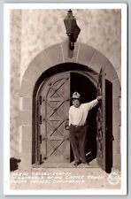 Postcard Death Valley Scotty in Entrance of Castle Tower CA RPPC B106 picture