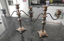 Wm Rogers & Son Victorian Rose Silverplate Candelabras 12.5 in tall picture