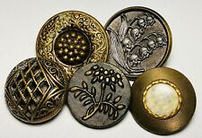 Antique Vintage Lot Of Buttons Victorian Metal Picture Flowers Lily Of Valley picture