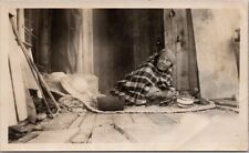 Vintage Native Americana PHOTO / Snapshot / Indian Man on Floor / Unused picture