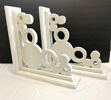 DISNEY White Wood House Trim Corner Brackets~Book Ends Mickey Mouse Decor Pair picture