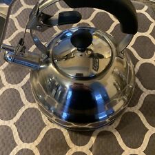 WILLOW & EVERETT Whistling Tea Pot / Tea Kettle ~ W&E Stainless Steel ~ Used picture