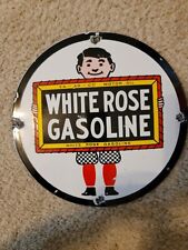 Vintage 1960's WHITE ROSE GASOLINE. GASOLINE/OIL PUMP PLATE ADVERTISING... picture