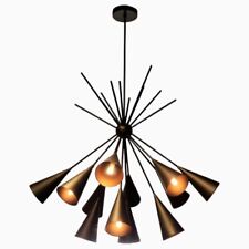12 light GRAND BOUQUET Mid Century Modern Raw Brass Pendant Sputnik chandelier picture