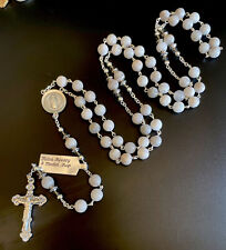 Semi Precious White Marble Stone 26” Rosary Creed Center Creed Crucifix Tag picture
