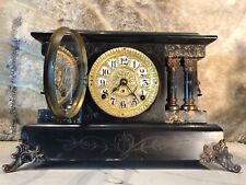 1878 Vintage Antique USA SETH THOMAS time,double Strike,Clock, 4 Column Oak Case picture
