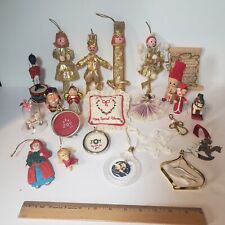 Vtg Christmas Ornament Lot-Metallic Lame Yarn, Needlepoint, Wooden, etc. (23) picture