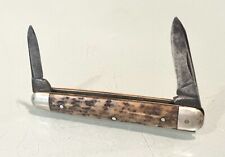 Vintage Antique T. Hessenbruch Co Phila Antler Stag 2 Blade Folding Pocket Knife picture