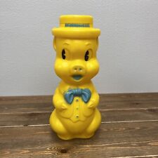 Vintage 1964 AJ Rezni Large 15 Inch Blow Mold Yellow Piggy Bank Used picture