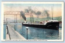 1917 Steamer William Coney Leaving Duluth Superior Harbor Wisconsin WI Postcard picture
