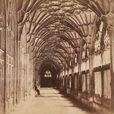 Gloucester Cathedral Interior Cloisters Stereoview c1870 England Church Art D911 picture
