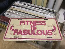 FITNESS IS FABULOUS Metal Vanity Plate 80s Vintage Sealed NOS picture