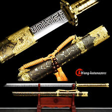 46''Gold Dragon Broadsword 1095 Carbon Steel Sharp Chinese Tang Dynasty Dao唐刀 picture