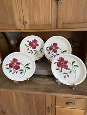 4 Blue Ridge Southern Pottery Anemone 10.25 Large Dinner Plates Hand Painted picture