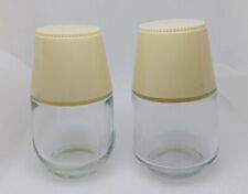 Vintage Gemco Clear Glass w Plastic Twist Lids Salt & Pepper Shakers  picture