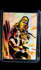 1996 Topps Finest Star Wars Matrix #1 Han Solo Chewbacca Insert Art by Ray Lago picture