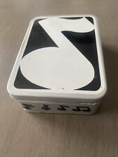 Vintage 1985 MSR Imports Musical Eighth Note Black & White Storage Container Tin picture