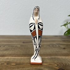 Navajo Virgin Mary Figurine Madonna Southwest Hand Painted Signed Vintage picture