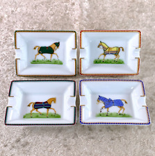 Hermes Paris Ashtray A Set of 4 Horse Design Porcelain Mini Tray 8 x 6 cm No Box picture
