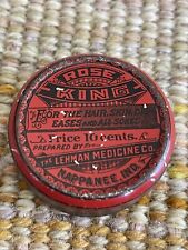 Vintage Rose King Small Advertising tin Napanee IN Medicine Cure Mennonite Amish picture