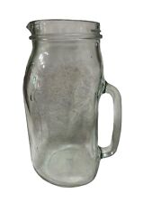 Vintage Ball Pitcher Wide Mouth Clear Glass Handle Spout Golden Harvest USA B6 picture