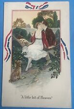 Vintage 1920s “A Little Bit of Heaven” Romantic Postcard - Couple Kissing picture