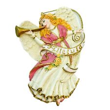 Vintage Gold &Cream Angel Playing Horn Old World Christmas Ornament Hand Painted picture