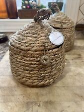 Woven Bee Hive Basket with Lid~ 7.25