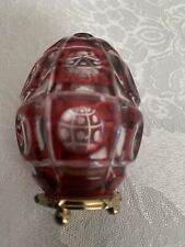 Faberge Cranberry Ruby Cut Etched Crystal Glass Egg picture