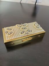 Vintage Wiesner of Miami Trickettes Rhinestones Faux Pearls Makeup Compact picture