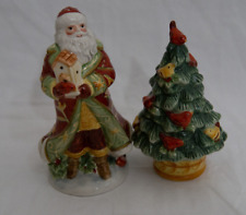 Fitz And Floyd Christmas Salt and Pepper Shakers Santa Xmas Tree Decor picture