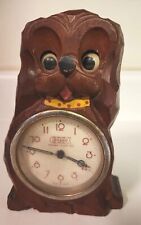 b758 Vintage Cute Tezuka Clock Co Puppo Dog Moving Eyes Wind Up Desk Clock picture