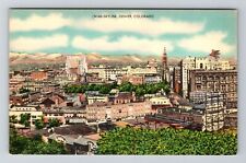 Denver CO-Colorado, Skyline, Aerial Vintage Souvenir Postcard picture