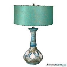 Mid-Century Modern Atomic Sculptural Turquoise Pottery Table Lamp picture
