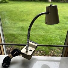 Vintage MCM White Metal CLIP ON Adjustable DESK LAMP Retro Gooseneck Spot Light picture