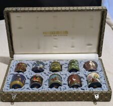 Set of 10 Cloisonné Chinese Dragon & Phoenix Trinket Canister Jar Miniature Box picture