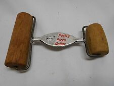 vintage 2 ended Ekco pie / tart / Pastry / Pizza dough roller USA wood and metal picture
