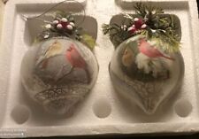 Bradford Exchange (2) Winter Wildlife Cardinal Christmas Tree Ornaments In Box. picture
